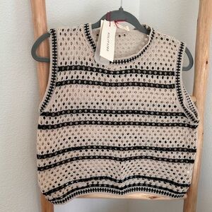 Solitaire Women's Crochet Top - Black and Cream